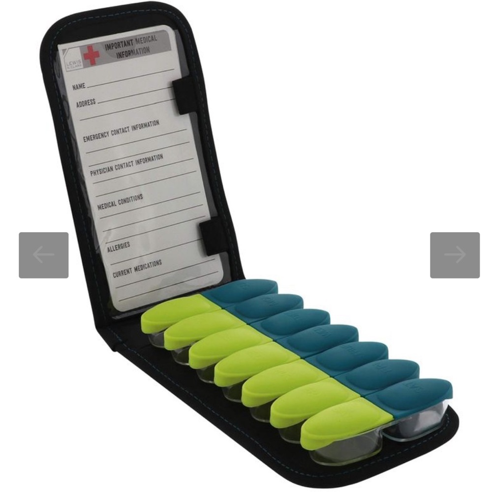 Lewis N.Clark Magnetic Folding Pill Organizer Travel Case Otc Medicine Vitamins